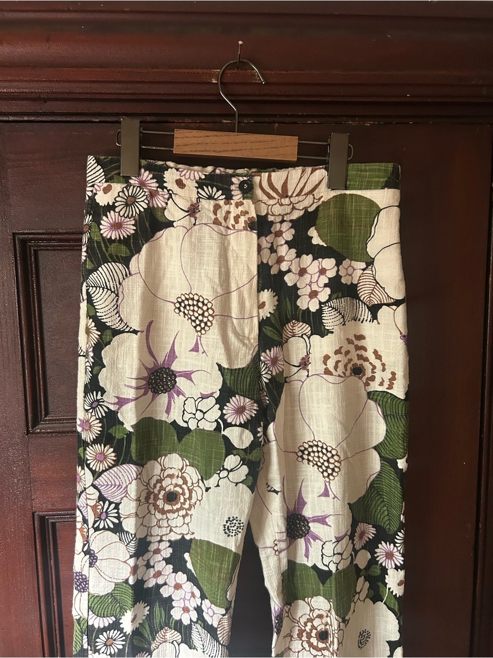 Maje 70s Floral Print Trousers Size FR 38 Boho French Girl Style US Size 6 🌸 - Picture 7 of 10